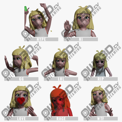 Animierte Girl Blonde YouTube Emotes - 8 Pack