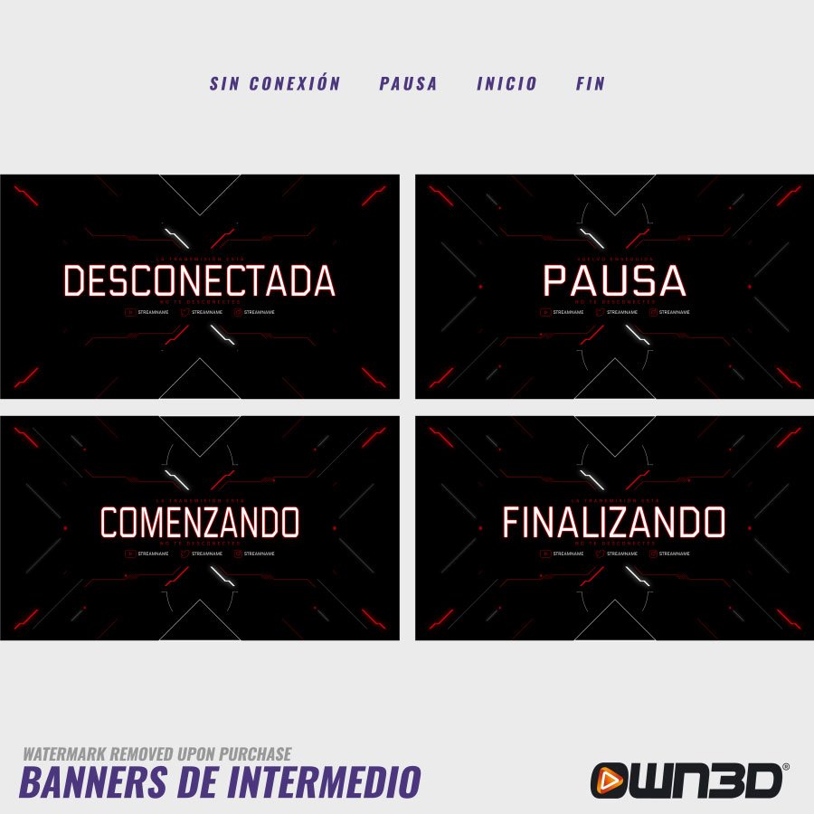 Darktech Banner de intermedio - Sin conexión, Pausa, Pantallas de inicio y final