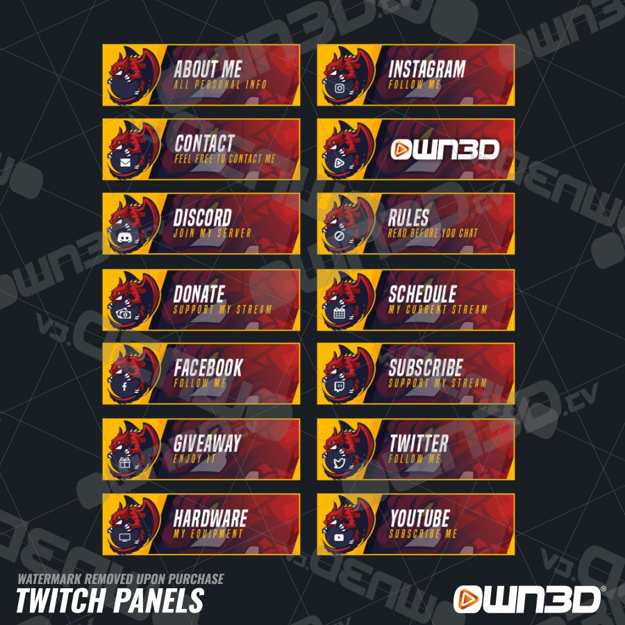 Dragon Premium Twitch Panels