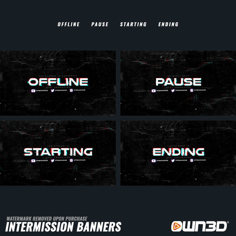 Glitchy Intermission Banner - Offline, Pause, Start & End Screens - OWN3D