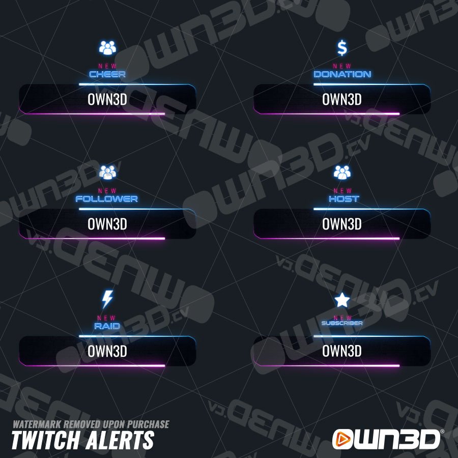 Clean Neon Stream Alerts for Streamlabs