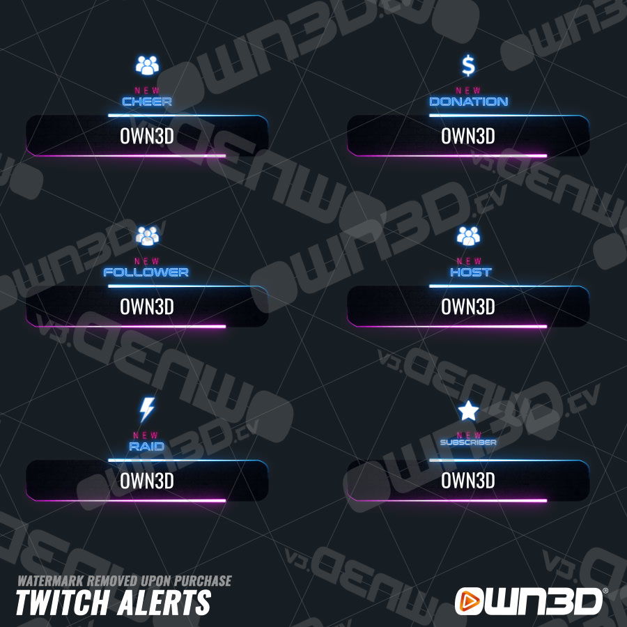 Clean Neon Stream Alerts for Streamlabs