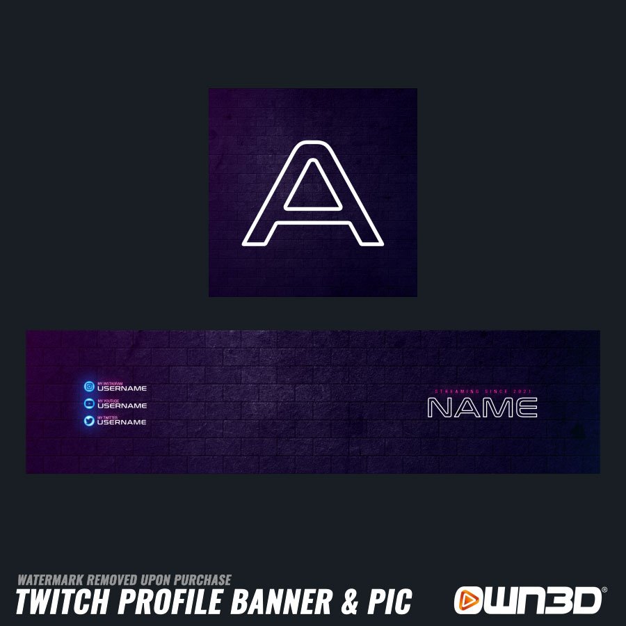 Clean Neon Twitch banners