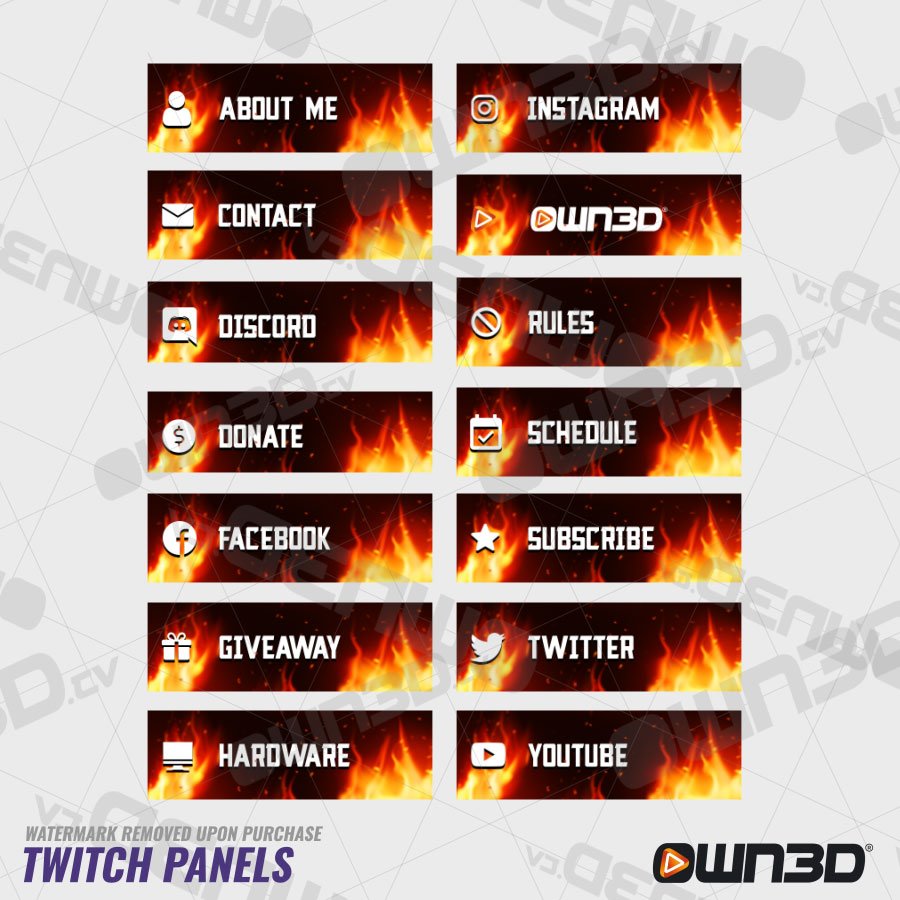 Flames Panneaux Twitch Premium