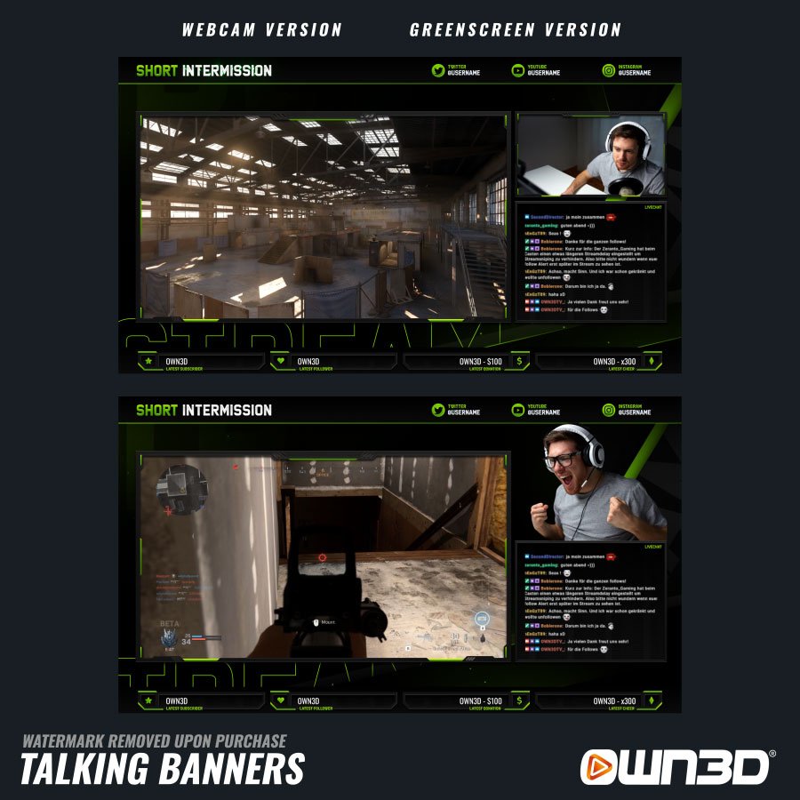 Striking Talking Screens / Overlays / Banners