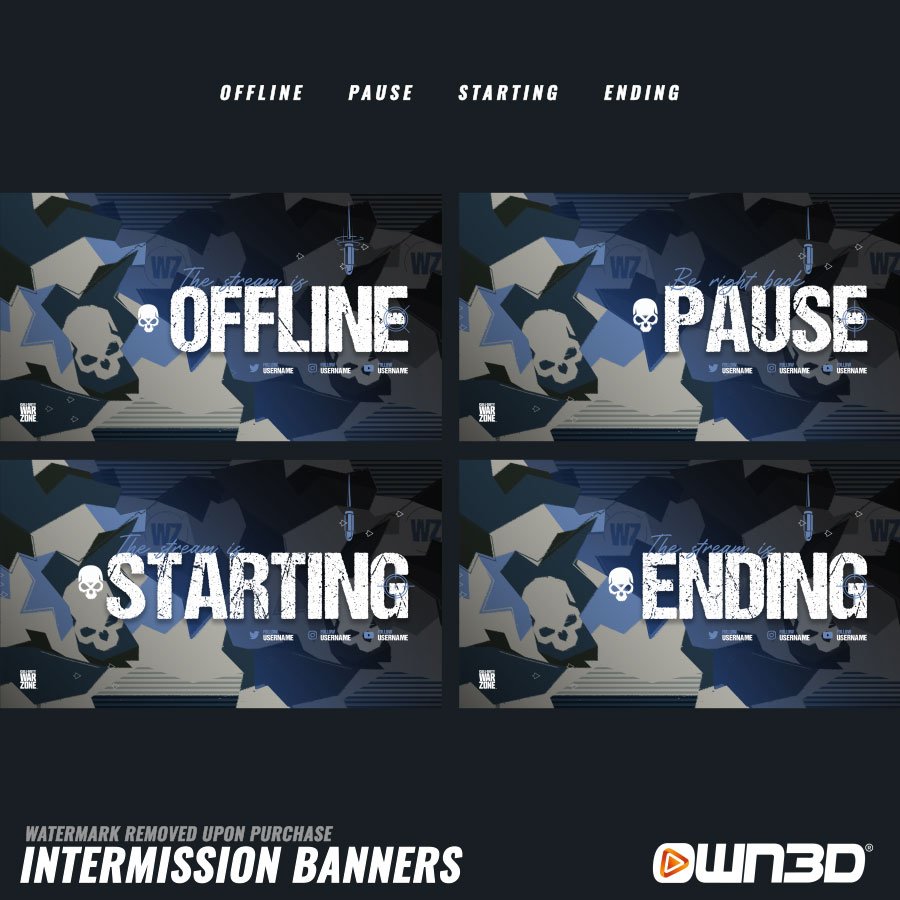 Call of Duty Cold Camo STREAM INTERMISSION BANNER: OFFLINE, PAUSE, START, ENDE