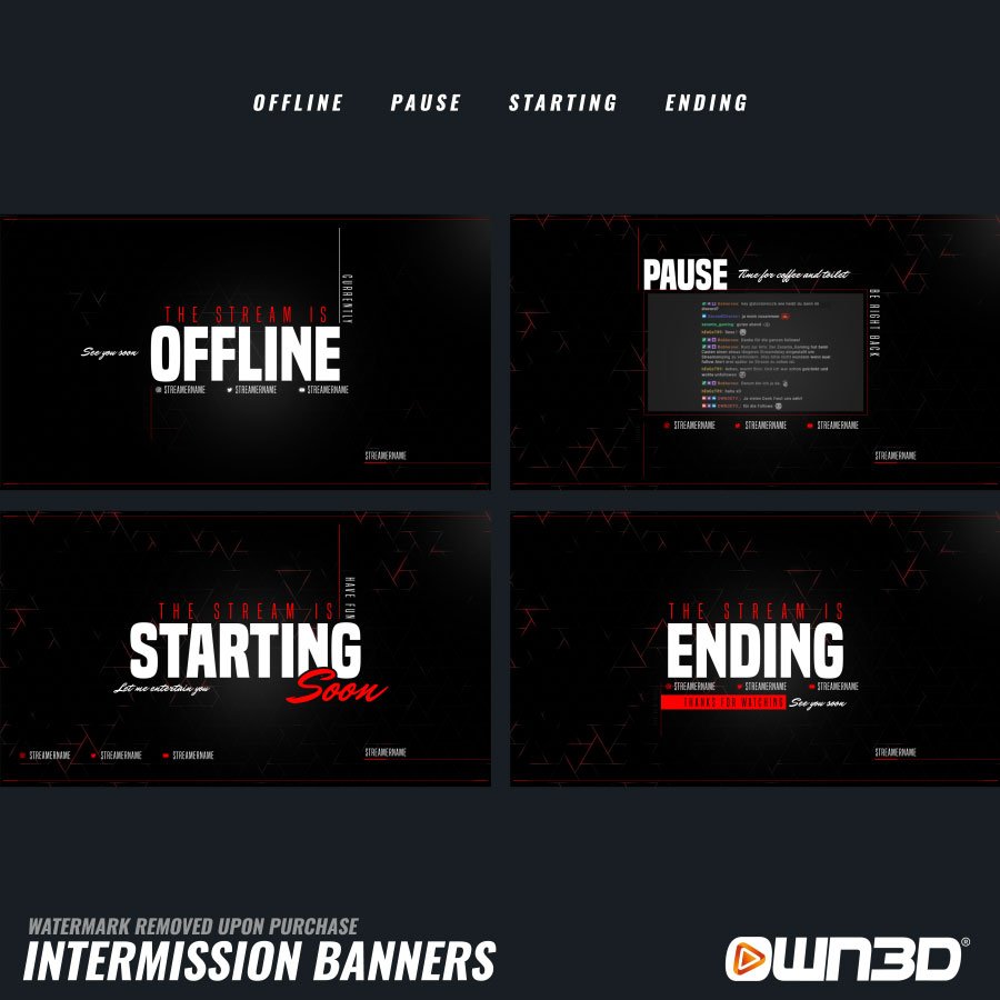 Minimal Red Offline-Banner & Start-/ Pause- & End-Screens