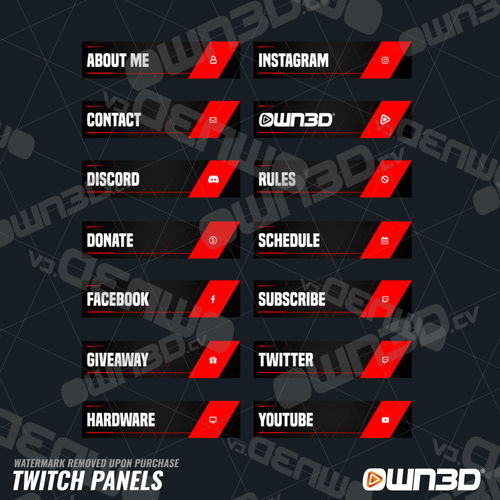 Minimal Red Twitch Panels - OWN3D