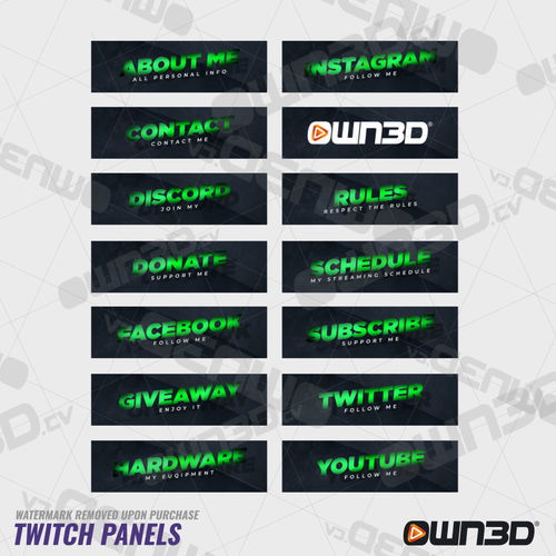 Modern Green Twitch Panels - OWN3D