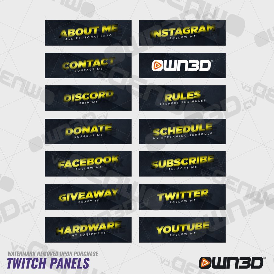 Modern Yellow Premium Twitch Panels