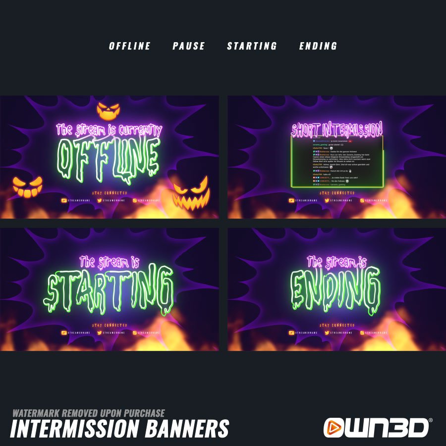 Neon Halloween Banner-Offline y Empezar-/ Pausa- y Pantalla Final