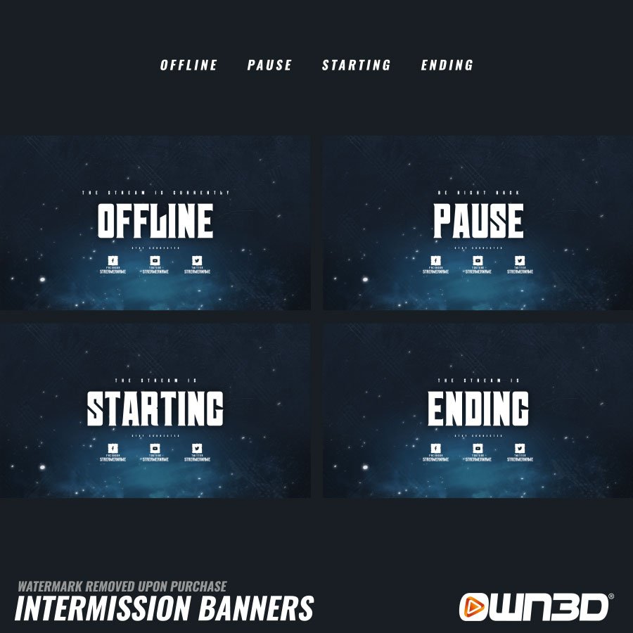 Unique Blue Offline-Banner & Start-/ Pause- & End-Screens