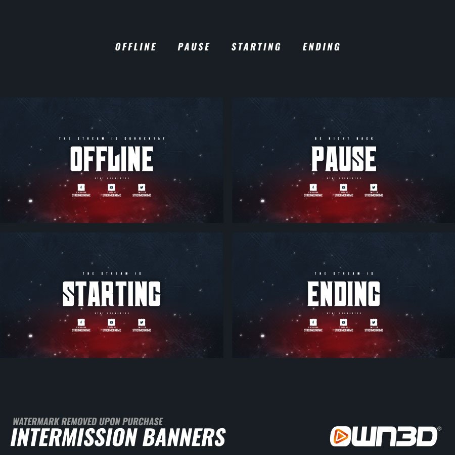 Unique Red Offline-Banner & Start-/ Pause- & End-Screens