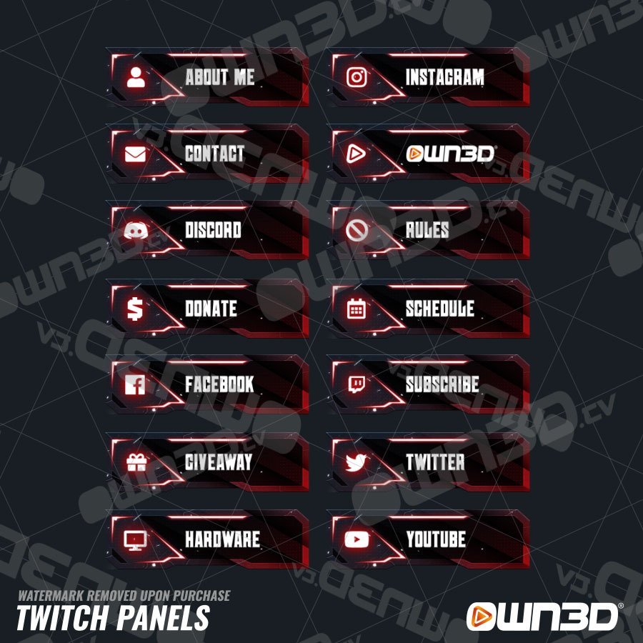 Unique Red Twitch Panels