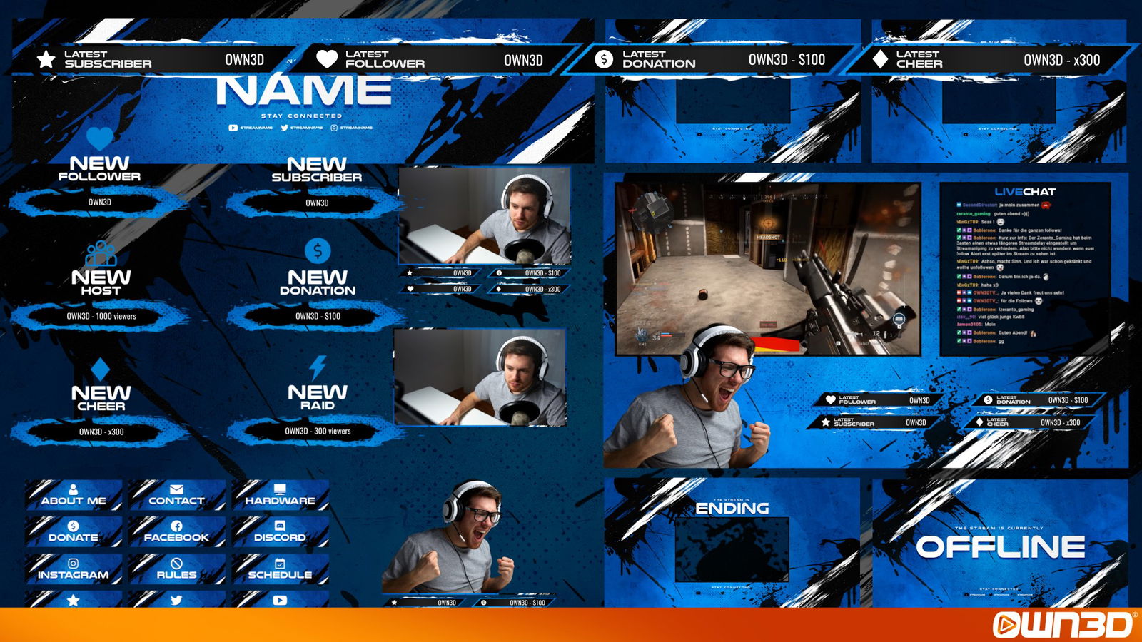 Blue Minimal Webcam Overlay - Streaming Webcam Overlays