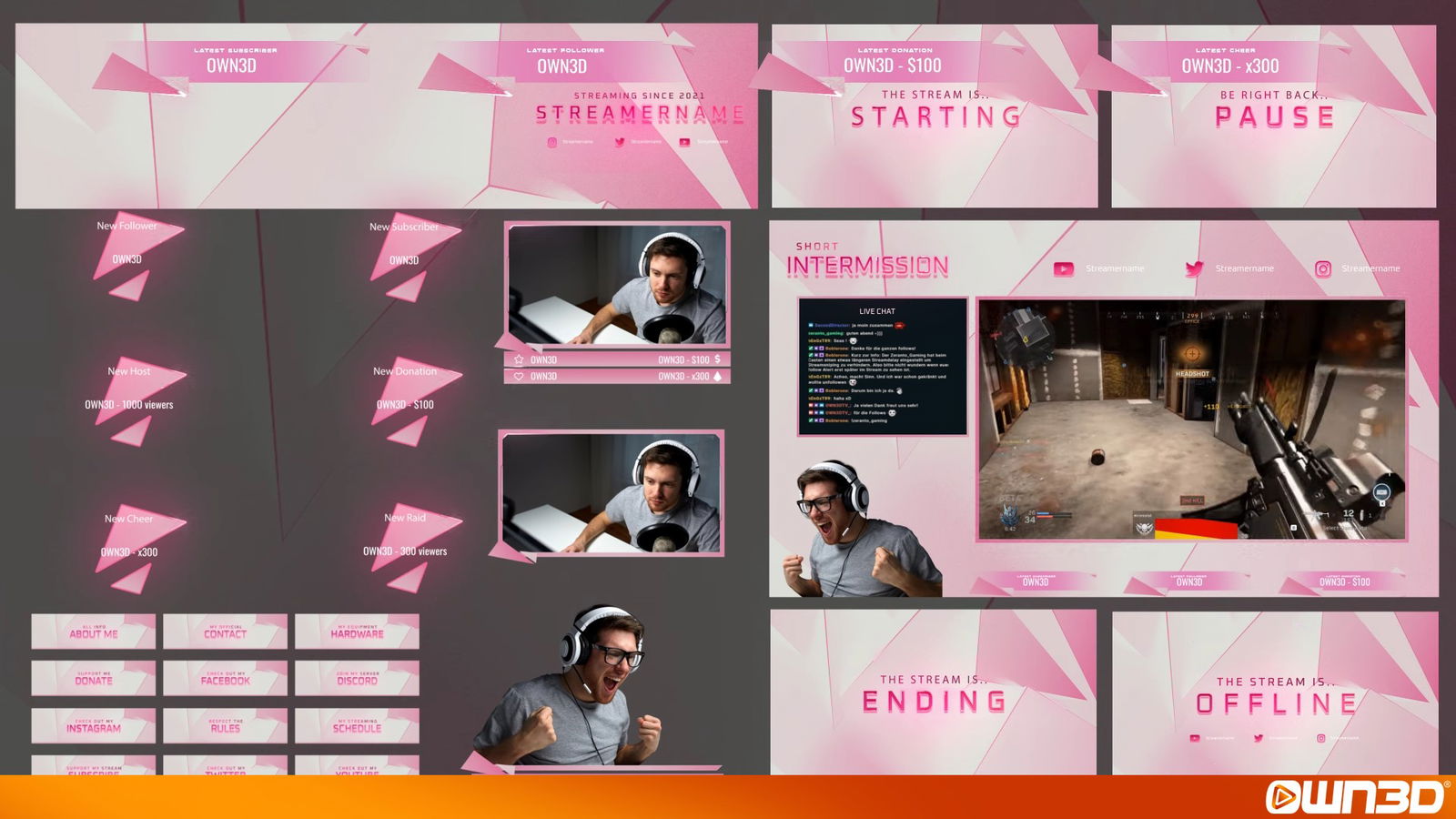 PINK Twitch Streamer Discord Server Template INSTANT DOWNLOAD 