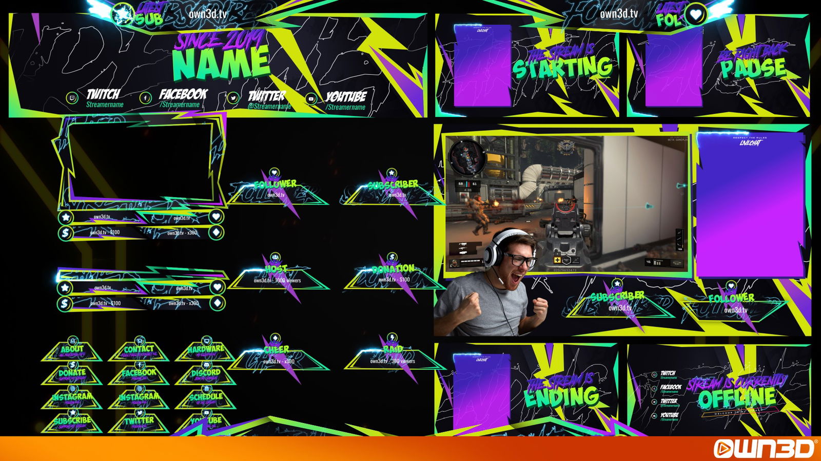 Ghostly Purple Overlays Twitch Streamer Overlays & Scenes 