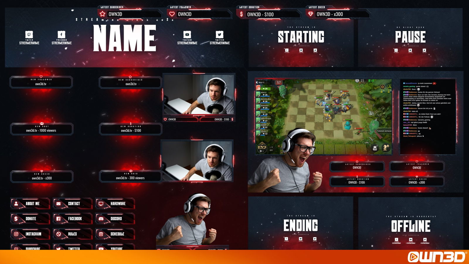 Subtle Red - Pastel Red Twitch Overlay for Streamlabs OBS