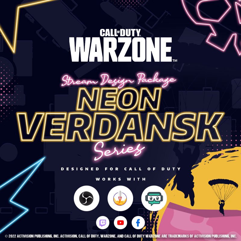 Call of Duty Neon Verdansk Stream Overlay Package for YouTube