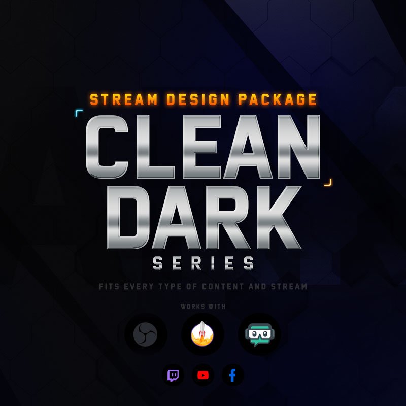 Clean Dark Stream Overlay Package for IRL