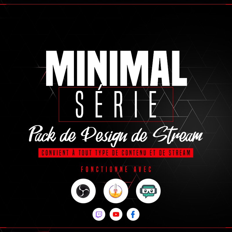 Minimal Red Packs d'overlays de Stream pour YouTube