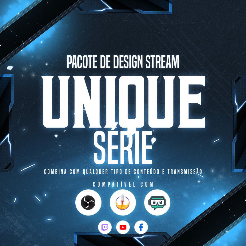 Unique Blue Pacotes de sobreposições para Stream para Só na conversa/Just Chatting