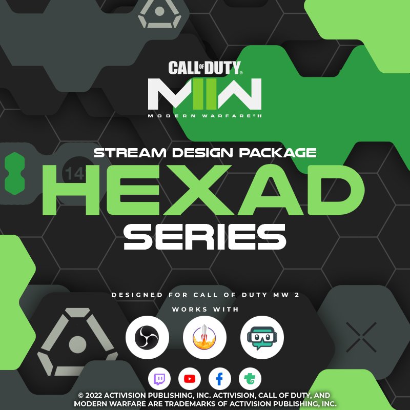 Call of Duty MW2 Hexad Pacotes de sobreposições para Stream para Streamlabs