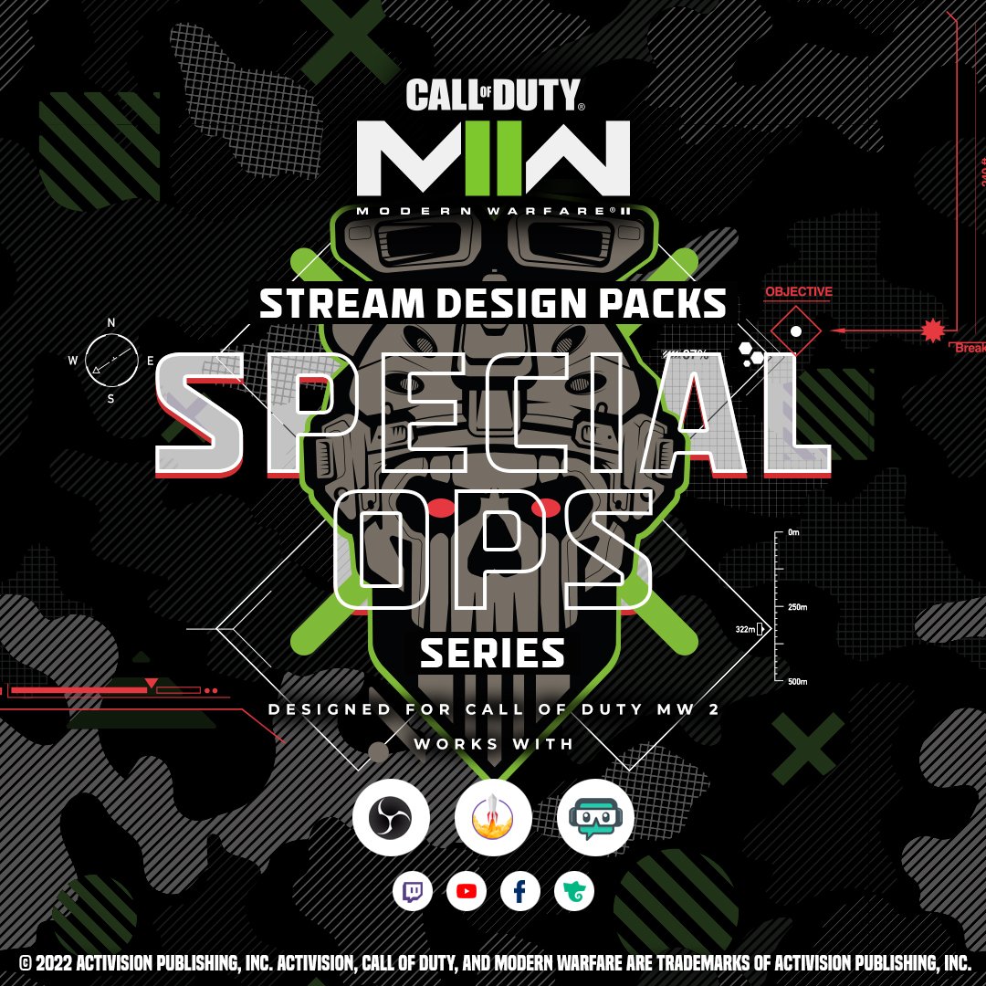 Call of Duty MW2 Special Ops Paquetes de overlays para Stream para Streamlabs
