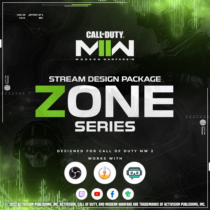 Call of Duty MW2 Zone Pacotes de sobreposições para Stream para Streamlabs