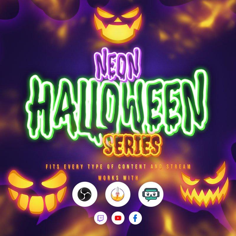 Neon Halloween Stream Overlay Package for Events