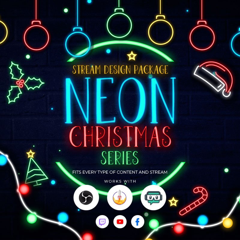 NeonChristmas Stream Overlay Package for Events