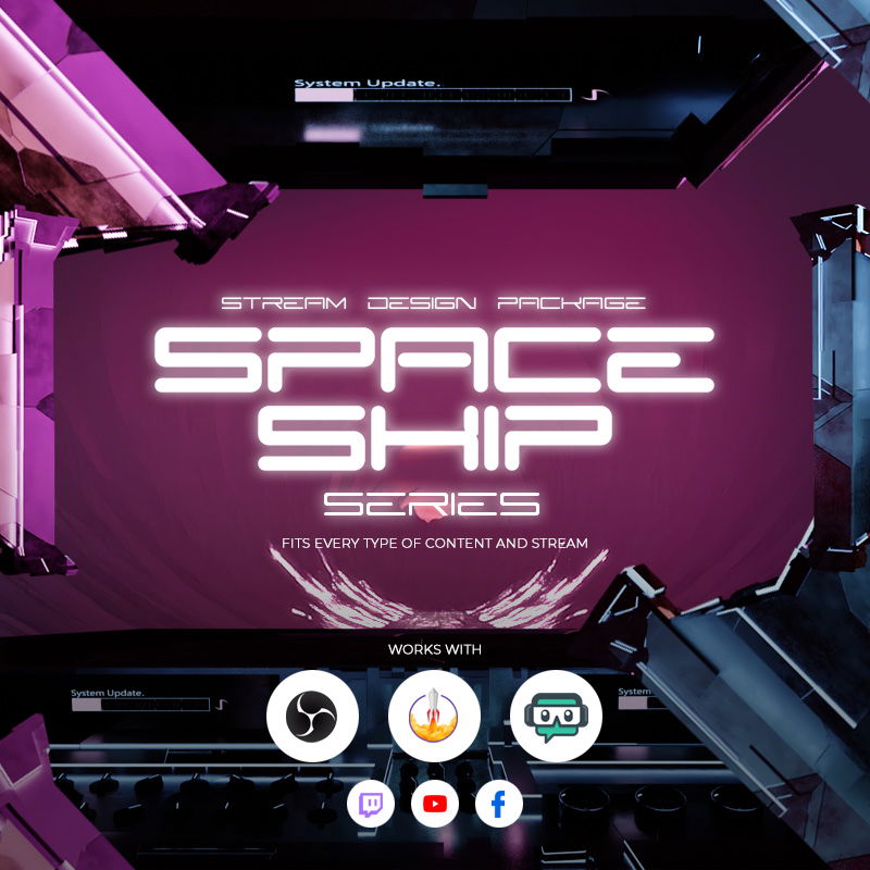 Spaceship Paquetes de overlays para Stream para StreamElements