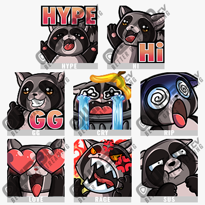 Raccoon - Brown Twitch Sub Emotes for Twitch