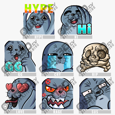 Seal Animated Sub Emotes - 8 Pack for Twitch