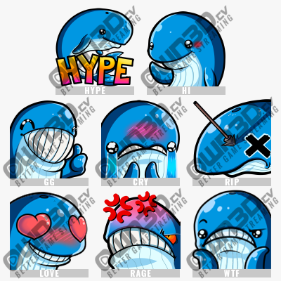 Whale-Blue Twitch Sub Emotes for YouTube