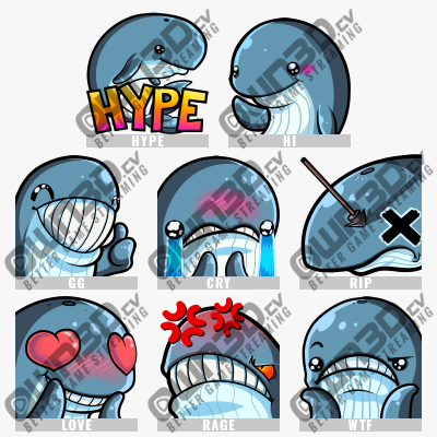 Whale-Grey Twitch Sub Emotes for Twitch