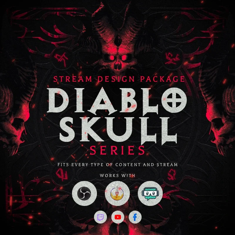 Diablo Skull Stream Overlay Package for Facebook