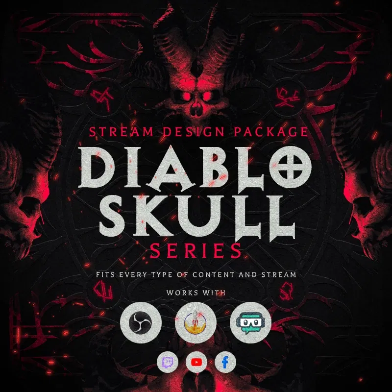 Diablo Skull Pacotes de sobreposições para Stream para StreamElements