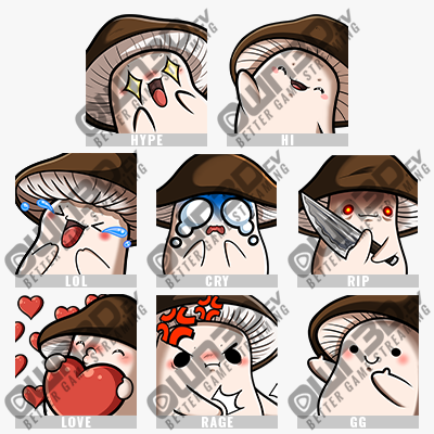 Mushroom-Brown Twitch Sub Emotes for Twitch