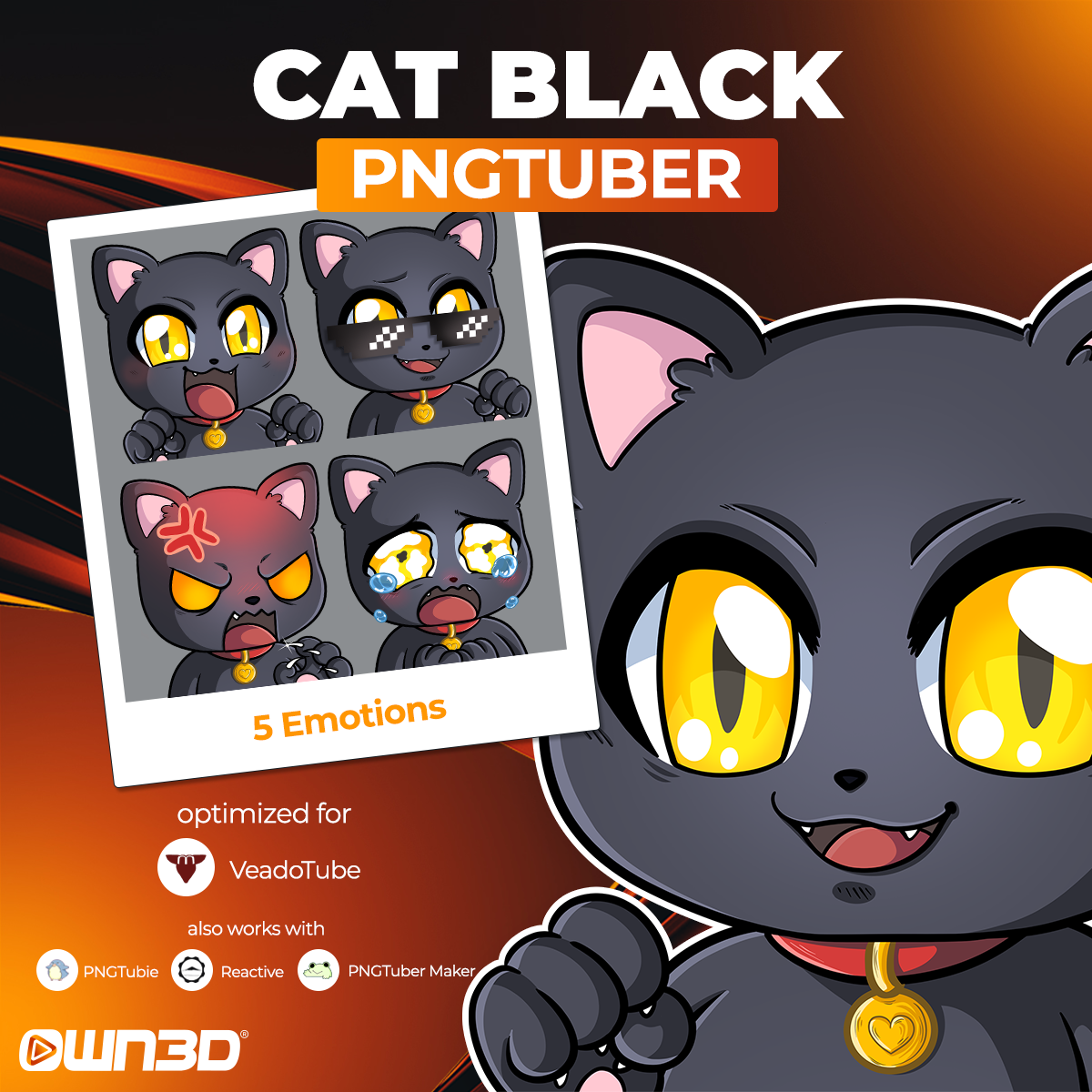 Pngtuber Model CAT'O'LANTERN Reactive Image (Instant Download) 