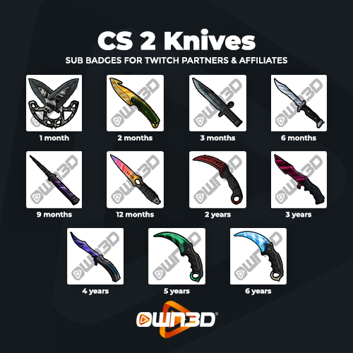 CS 2 Knives Twitch Sub Badges