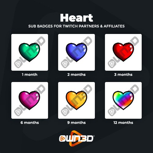 Heart Twitch Sub Badges