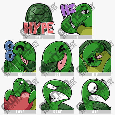 Animado Turtle Emotes para Kick