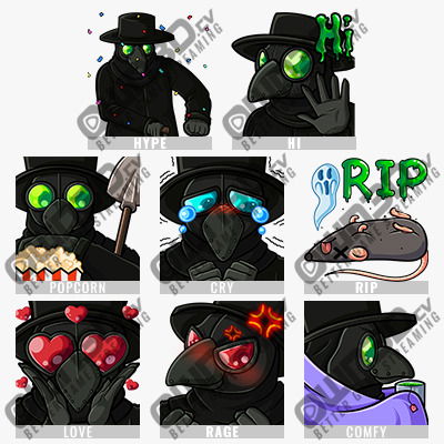 Animado Plague Doc Emotes para Kick