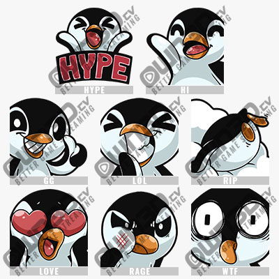 Blue Penguin Giant Emote Pack for Twitch or Discord 