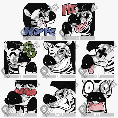 Zebra Discord Emojis - 8 Pack