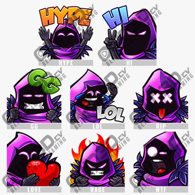 Animated Raven  Twitch Sub Emotes - 8 Pack