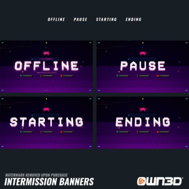 Pixelart Banner de intermedio - Sin conexión, Pausa, Pantallas de inicio y final