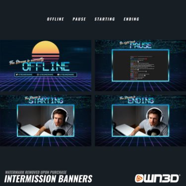Synthwave Offline-Banner & Start-/ Pause- & End-Screens