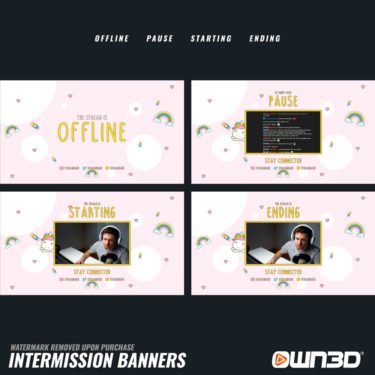 Unicorn Offline-Banner & Start-/ Pause- & End-Screens